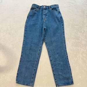 PACSUN Womens Button Fly Jeans High Rise Straight Waist 27 Light Blue Wash Denim